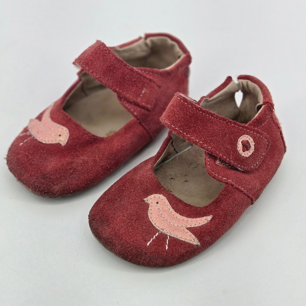 Livie & Luca Pio Pio Suede Pink Glitter Bird Mary Jane Shoes Sz 18-24M 18-24 GUC